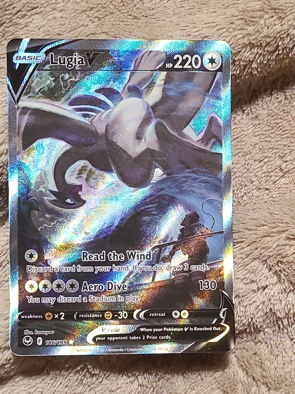 Pokemon Lugia V Holographic Card – Silver & Blue